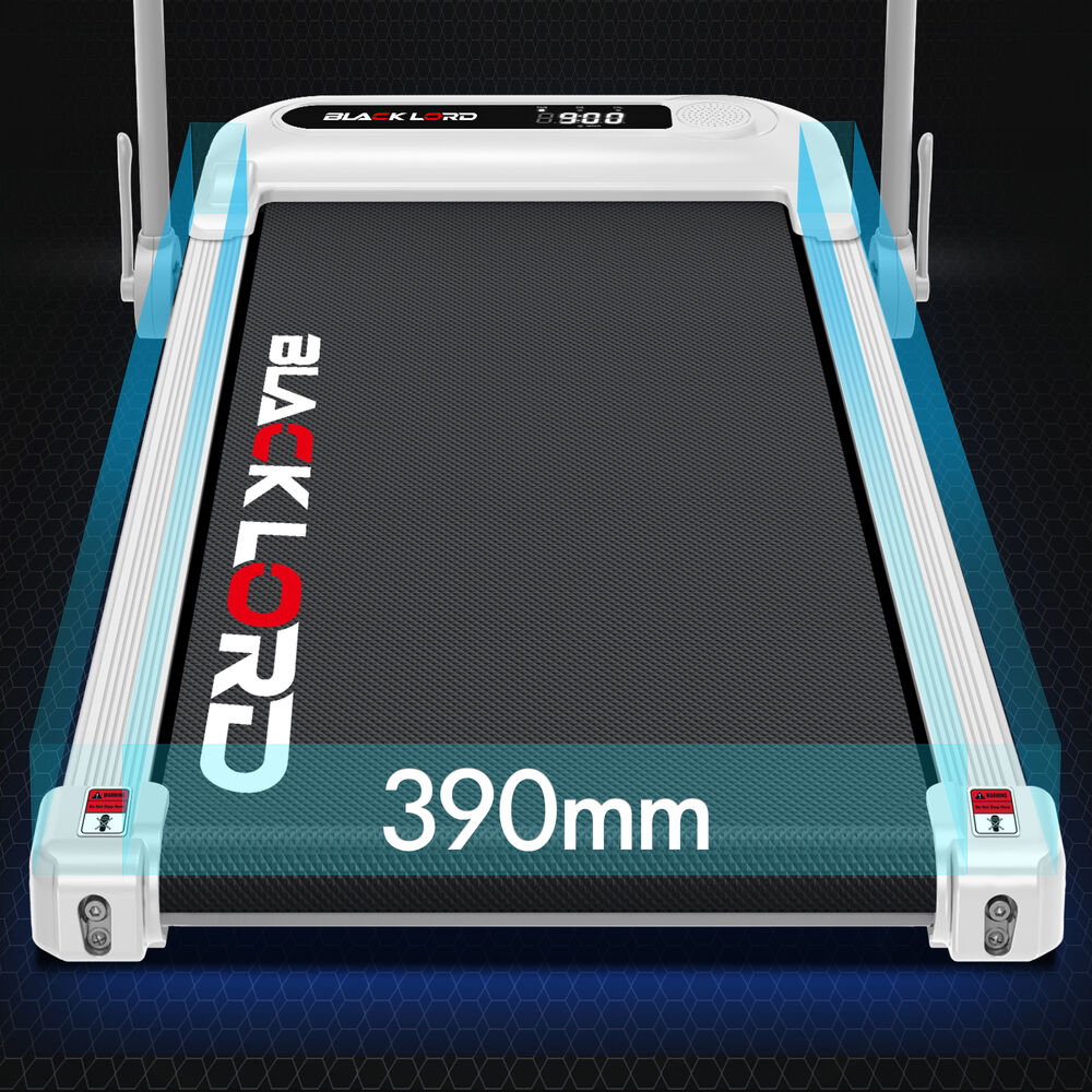 BLACK LORD Treadmill Electric Walking Pad Folding Incline Shock Absorbers White
