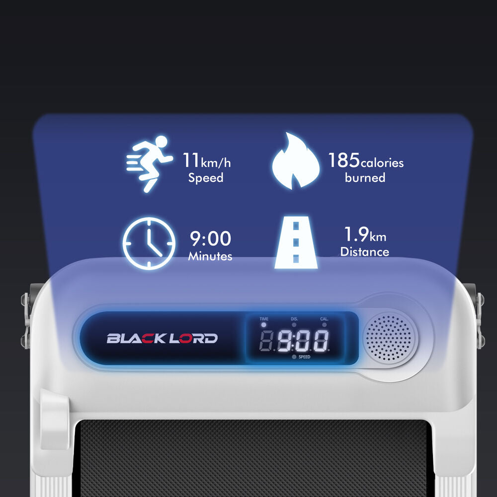 BLACK LORD Treadmill Electric Walking Pad Incline Shock Absorbers Home Gym White