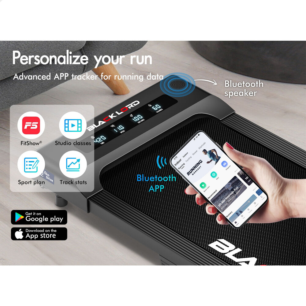 BLACK LORD Treadmill Electric Walking Pad Under Desk Home Gym 400mm Black