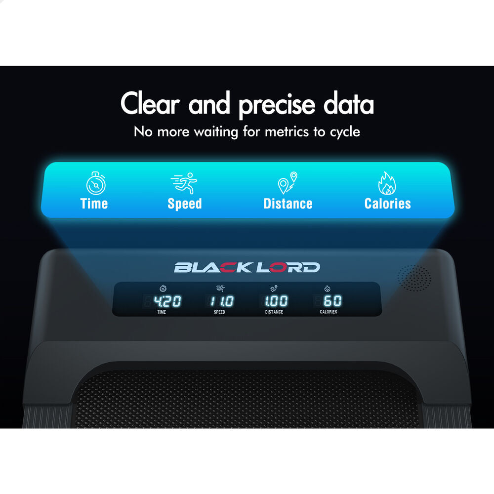 BLACK LORD Treadmill Electric Walking Pad Under Desk Home Gym 400mm Grey