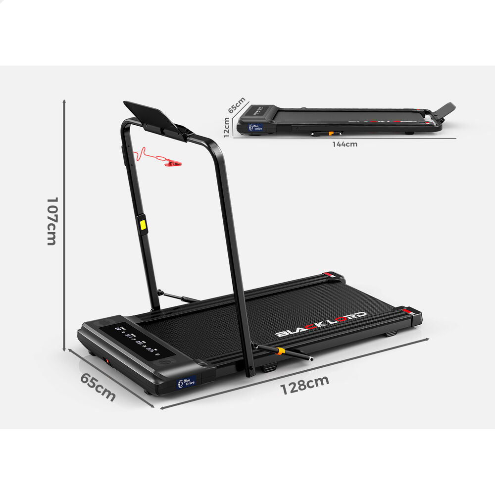 BLACK LORD Treadmill 2 IN 1 Electric Walking Pad 400mm Hydraulic Foldable Black