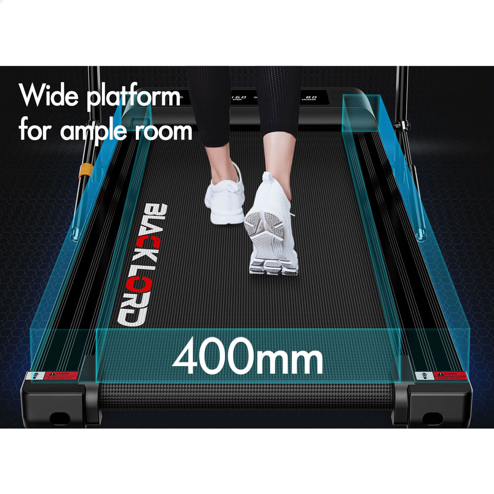 BLACK LORD Treadmill 2 IN 1 Electric Walking Pad 400mm Hydraulic Foldable Black