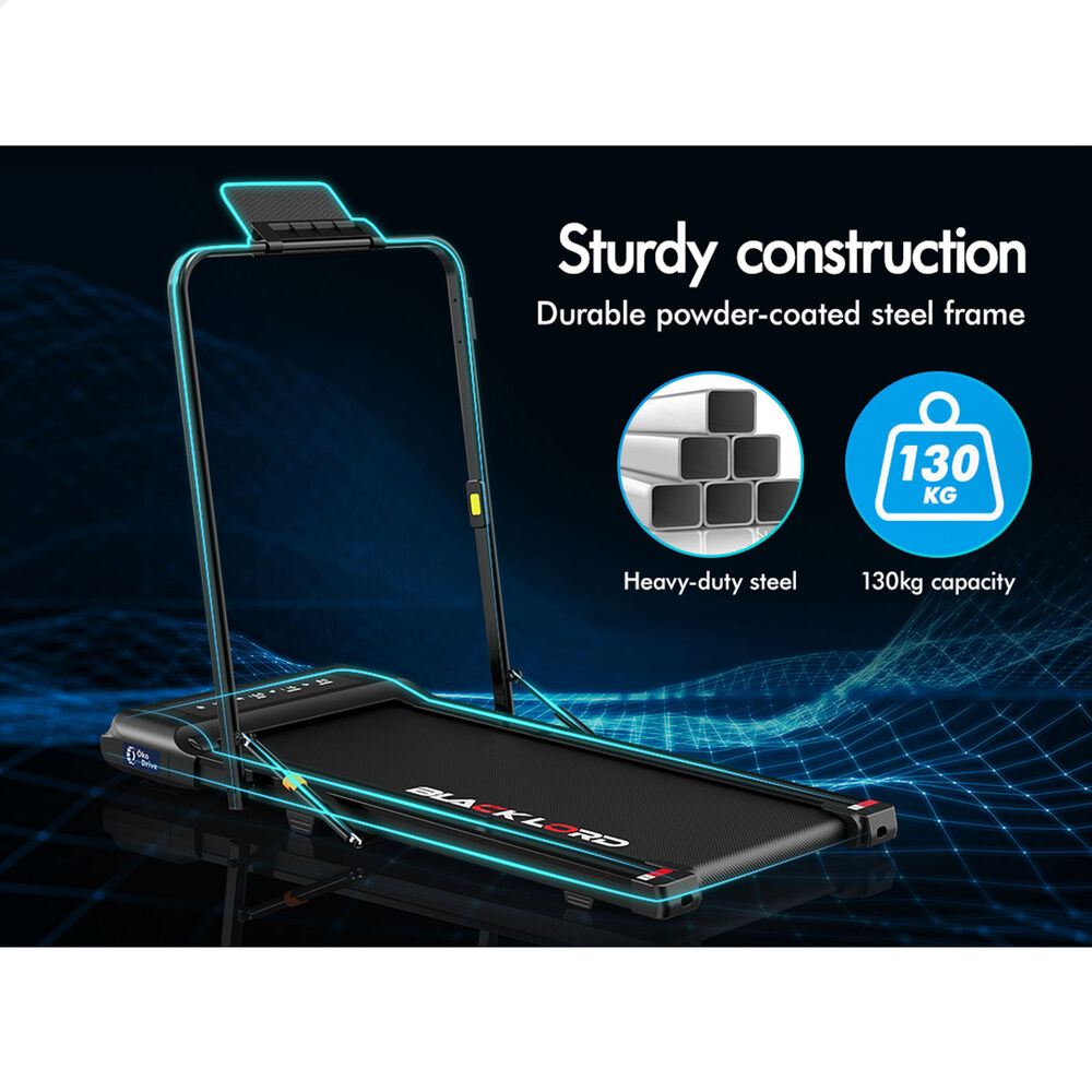 BLACK LORD Treadmill 2 IN 1 Electric Walking Pad 400mm Hydraulic Foldable Black