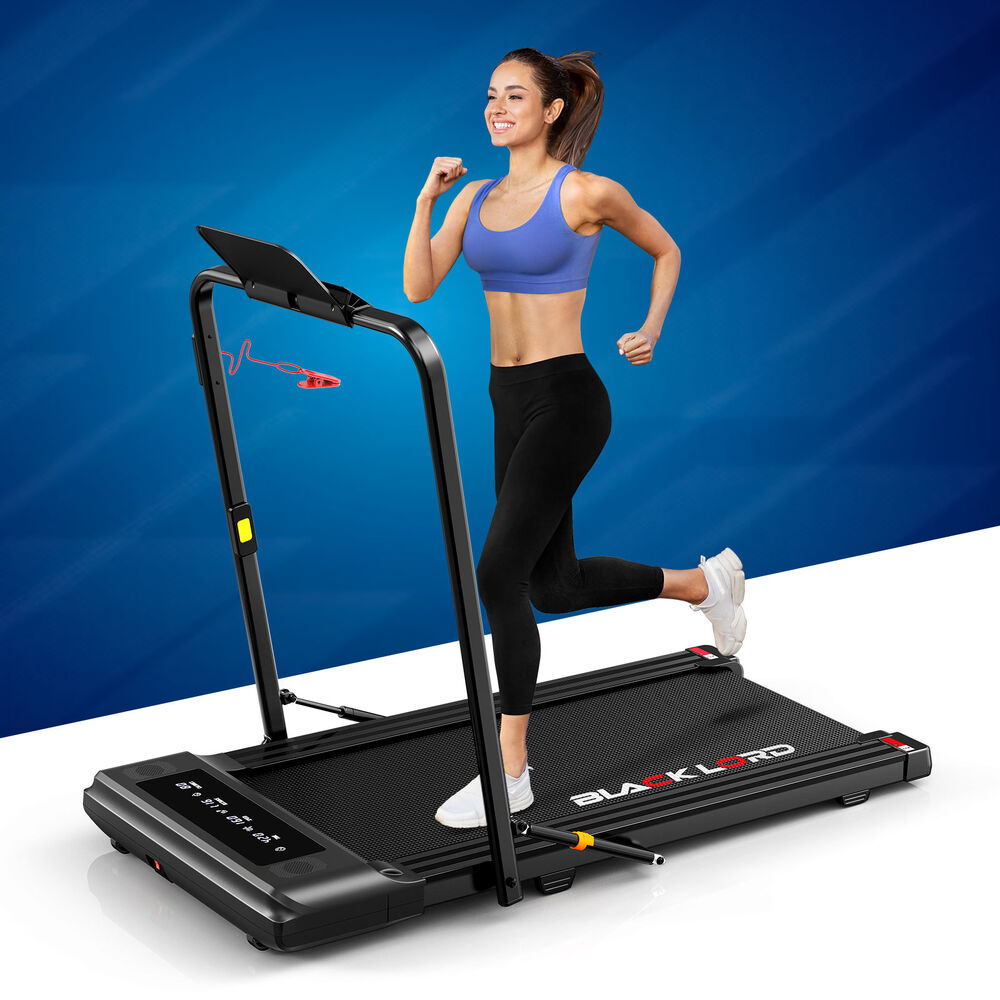 BLACK LORD Treadmill 2 IN 1 Electric Walking Pad 400mm Hydraulic Foldable Black