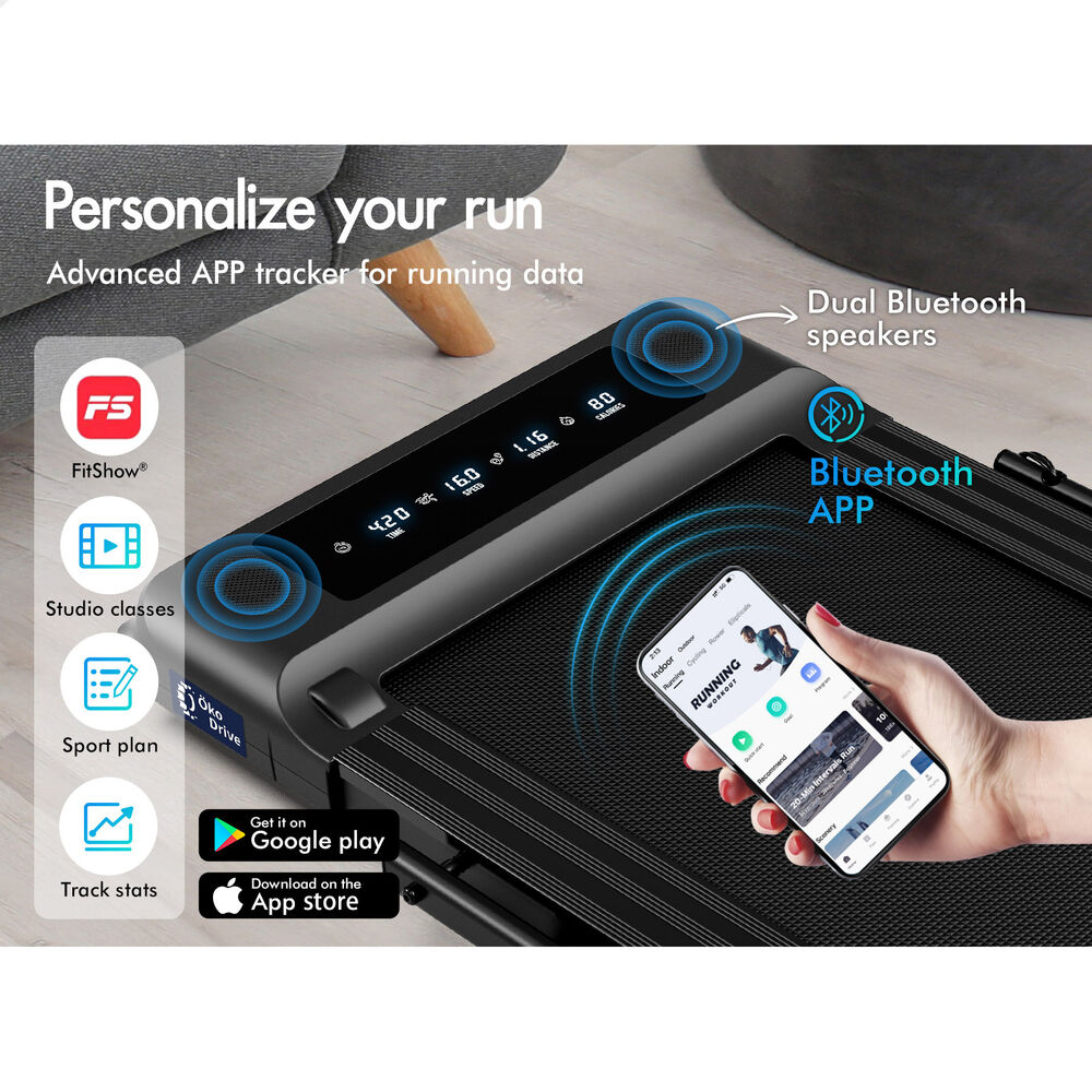 BLACK LORD Treadmill 2 IN 1 Electric Walking Pad 400mm Hydraulic Foldable Black