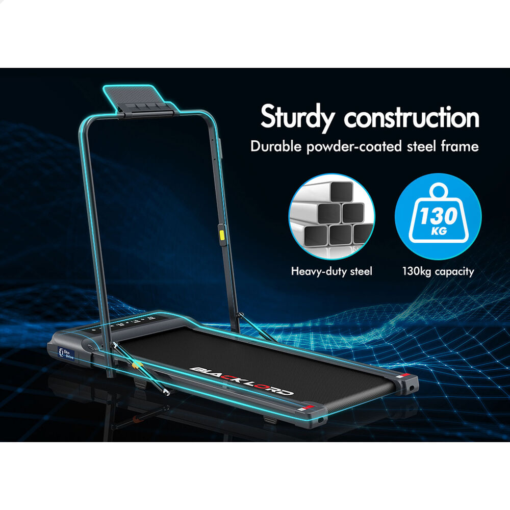 BLACK LORD Treadmill 2 IN 1 Electric Walking Pad 400mm Hydraulic Foldable Grey