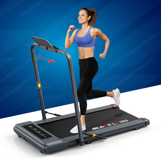 BLACK LORD Treadmill 2 IN 1 Electric Walking Pad 400mm Hydraulic Foldable Grey