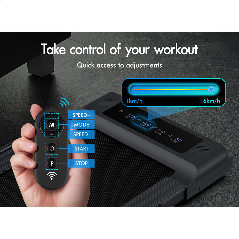 BLACK LORD Treadmill 2 IN 1 Electric Walking Pad 400mm Hydraulic Foldable Grey