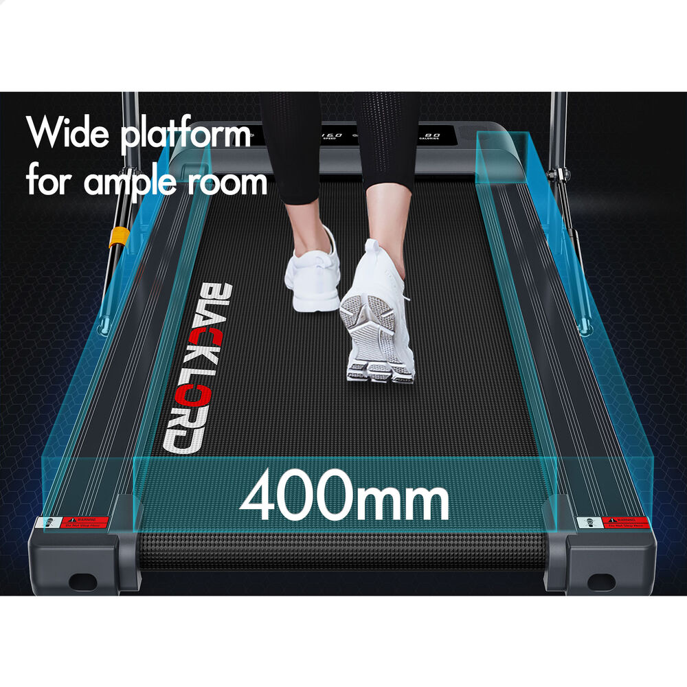 BLACK LORD Treadmill 2 IN 1 Electric Walking Pad 400mm Hydraulic Foldable Grey