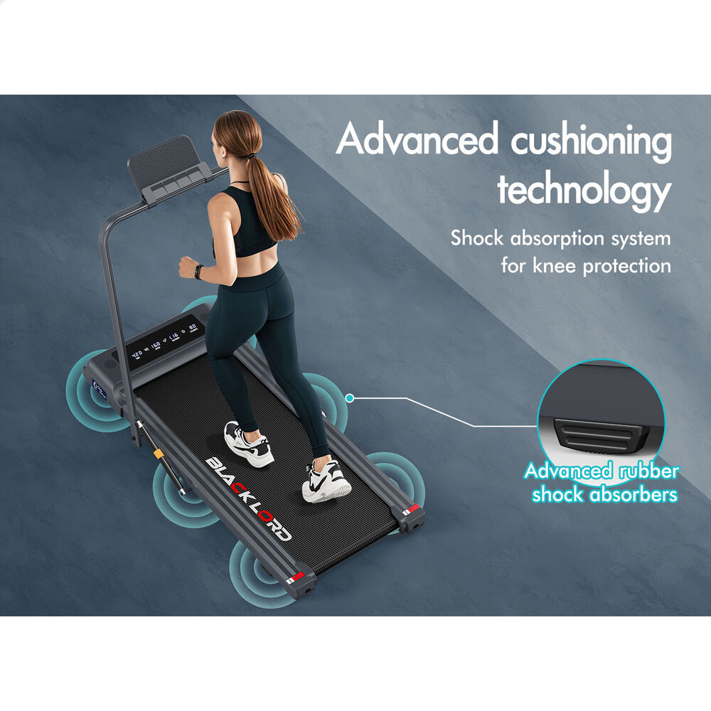 BLACK LORD Treadmill 2 IN 1 Electric Walking Pad 400mm Hydraulic Foldable Grey