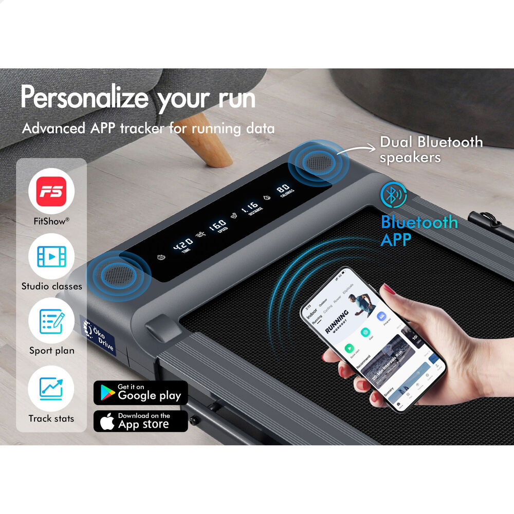 BLACK LORD Treadmill 2 IN 1 Electric Walking Pad 400mm Hydraulic Foldable Grey