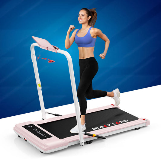 BLACK LORD Treadmill 2 IN 1 Electric Walking Pad 400mm Hydraulic Foldable Pink