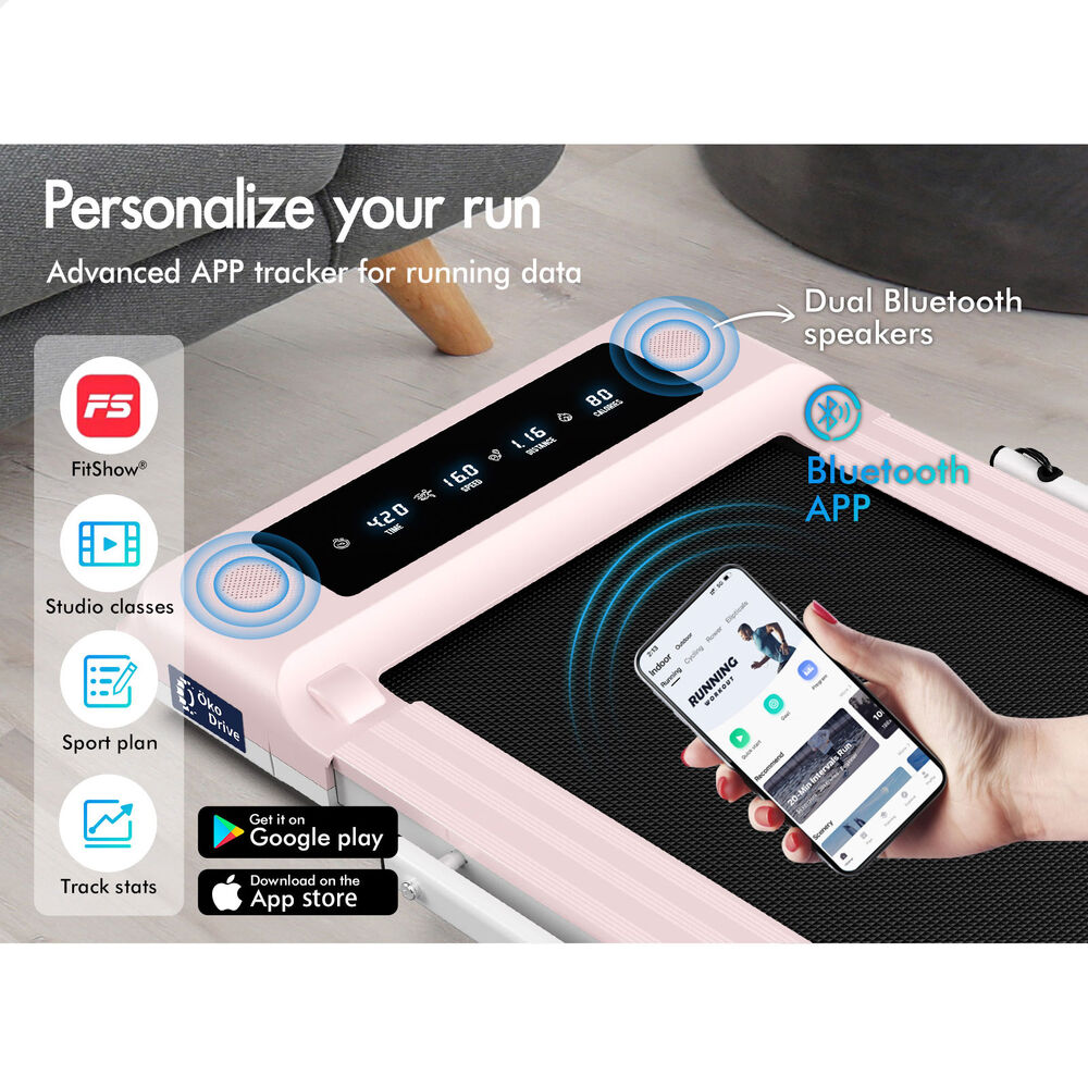 BLACK LORD Treadmill 2 IN 1 Electric Walking Pad 400mm Hydraulic Foldable Pink