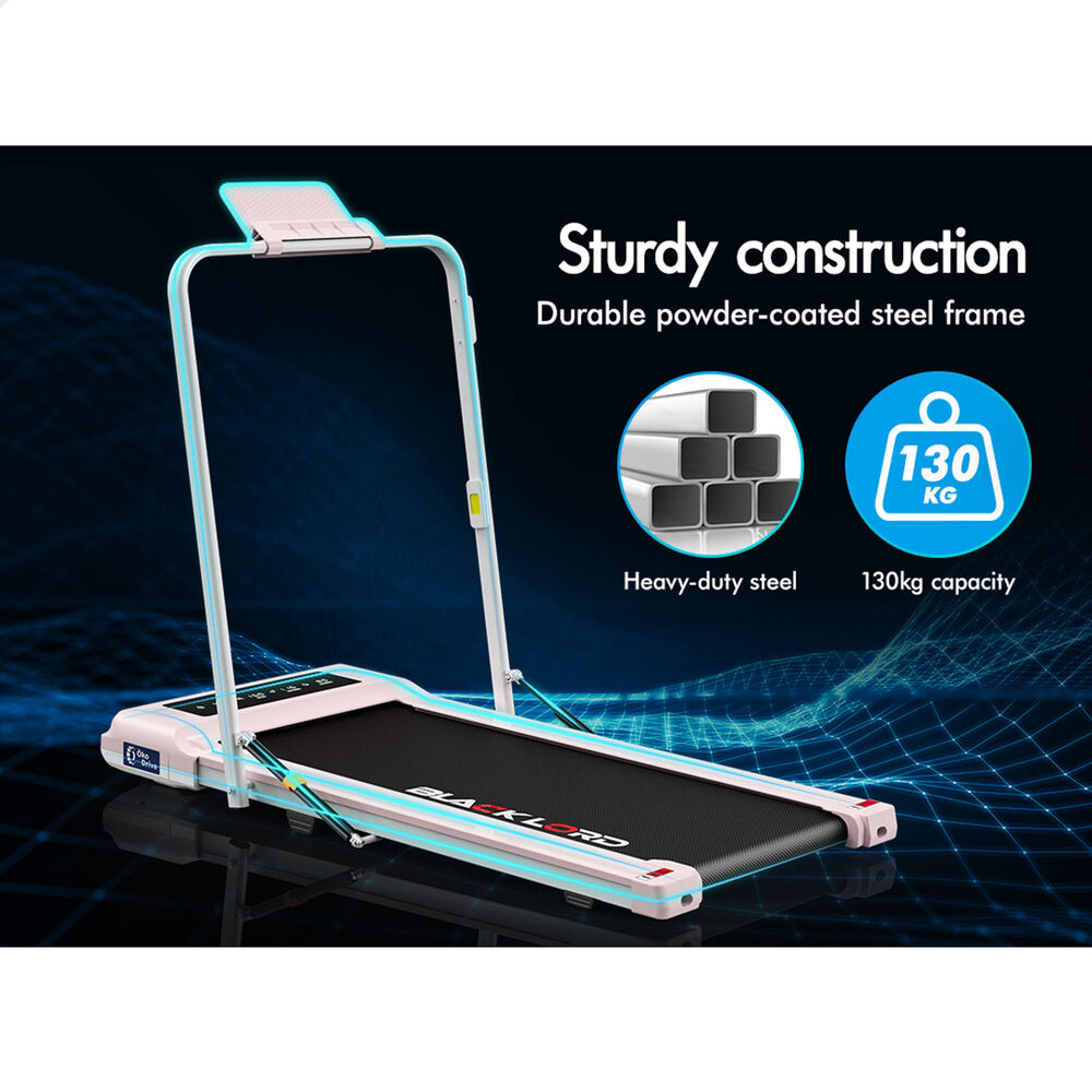 BLACK LORD Treadmill 2 IN 1 Electric Walking Pad 400mm Hydraulic Foldable Pink