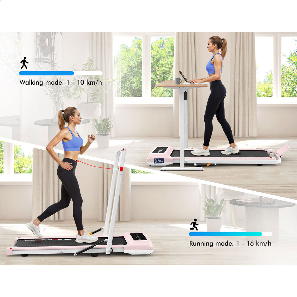 BLACK LORD Treadmill 2 IN 1 Electric Walking Pad 400mm Hydraulic Foldable Pink