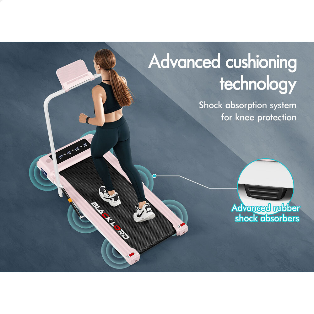 BLACK LORD Treadmill 2 IN 1 Electric Walking Pad 400mm Hydraulic Foldable Pink