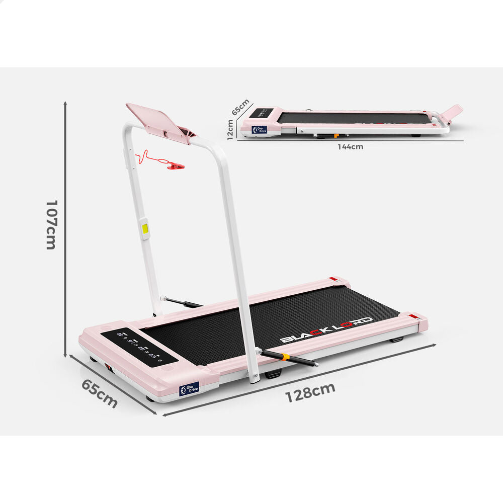 BLACK LORD Treadmill 2 IN 1 Electric Walking Pad 400mm Hydraulic Foldable Pink