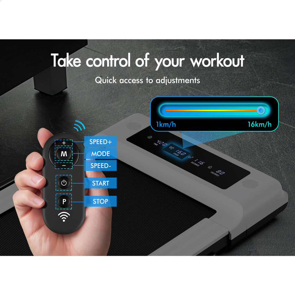 BLACK LORD Treadmill 2 IN 1 Electric Walking Pad 400mm Hydraulic Foldable White