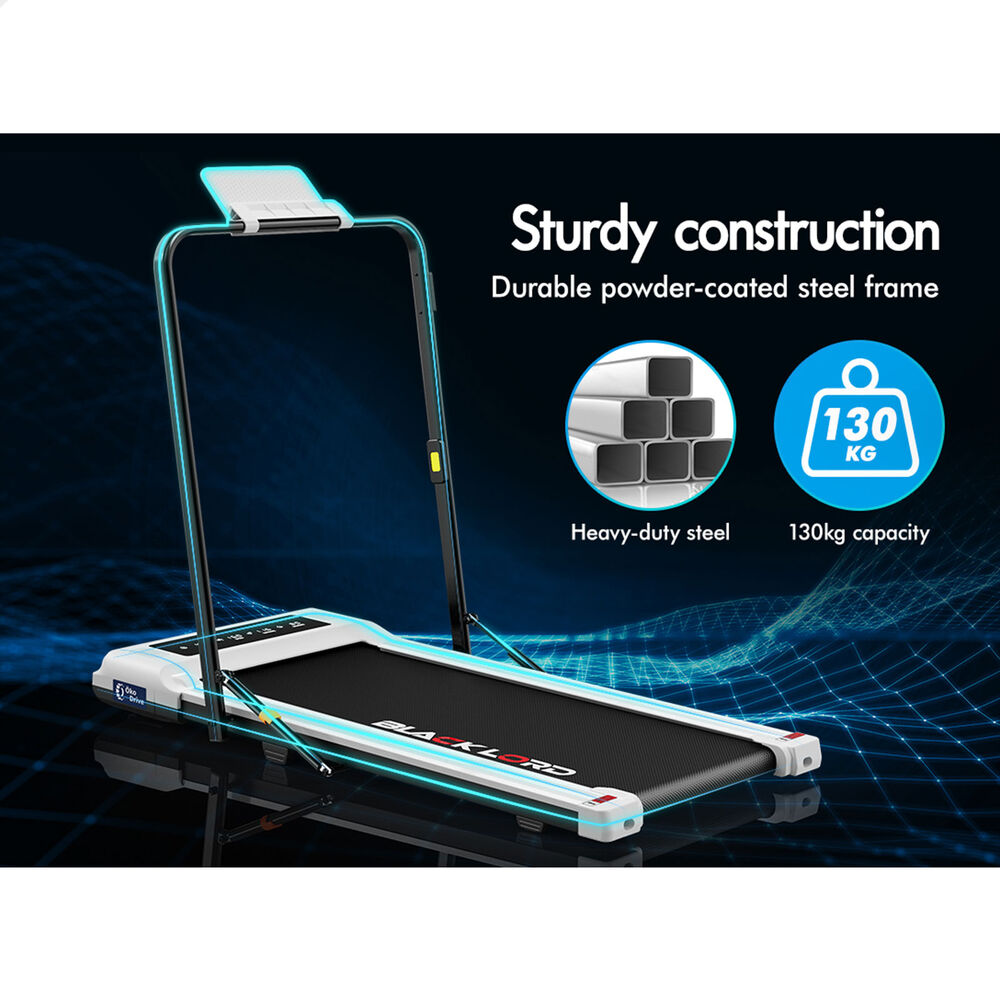 BLACK LORD Treadmill 2 IN 1 Electric Walking Pad 400mm Hydraulic Foldable White