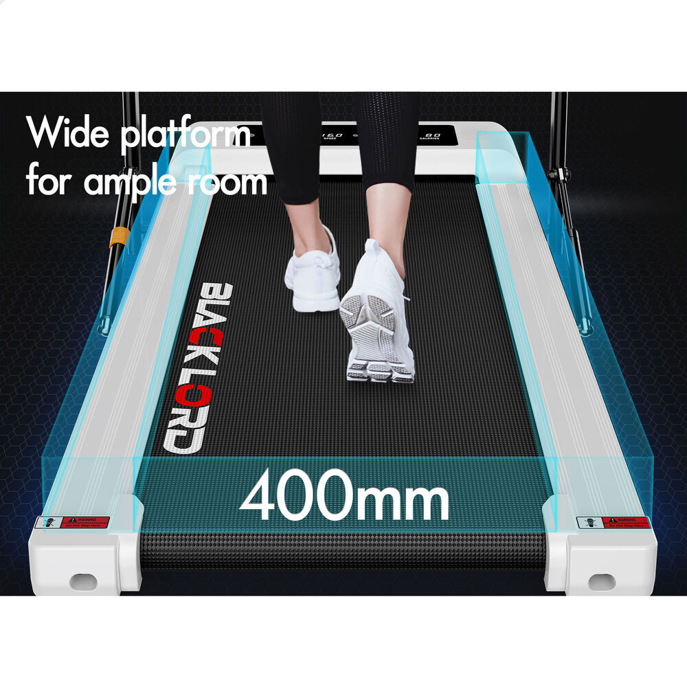 BLACK LORD Treadmill 2 IN 1 Electric Walking Pad 400mm Hydraulic Foldable White