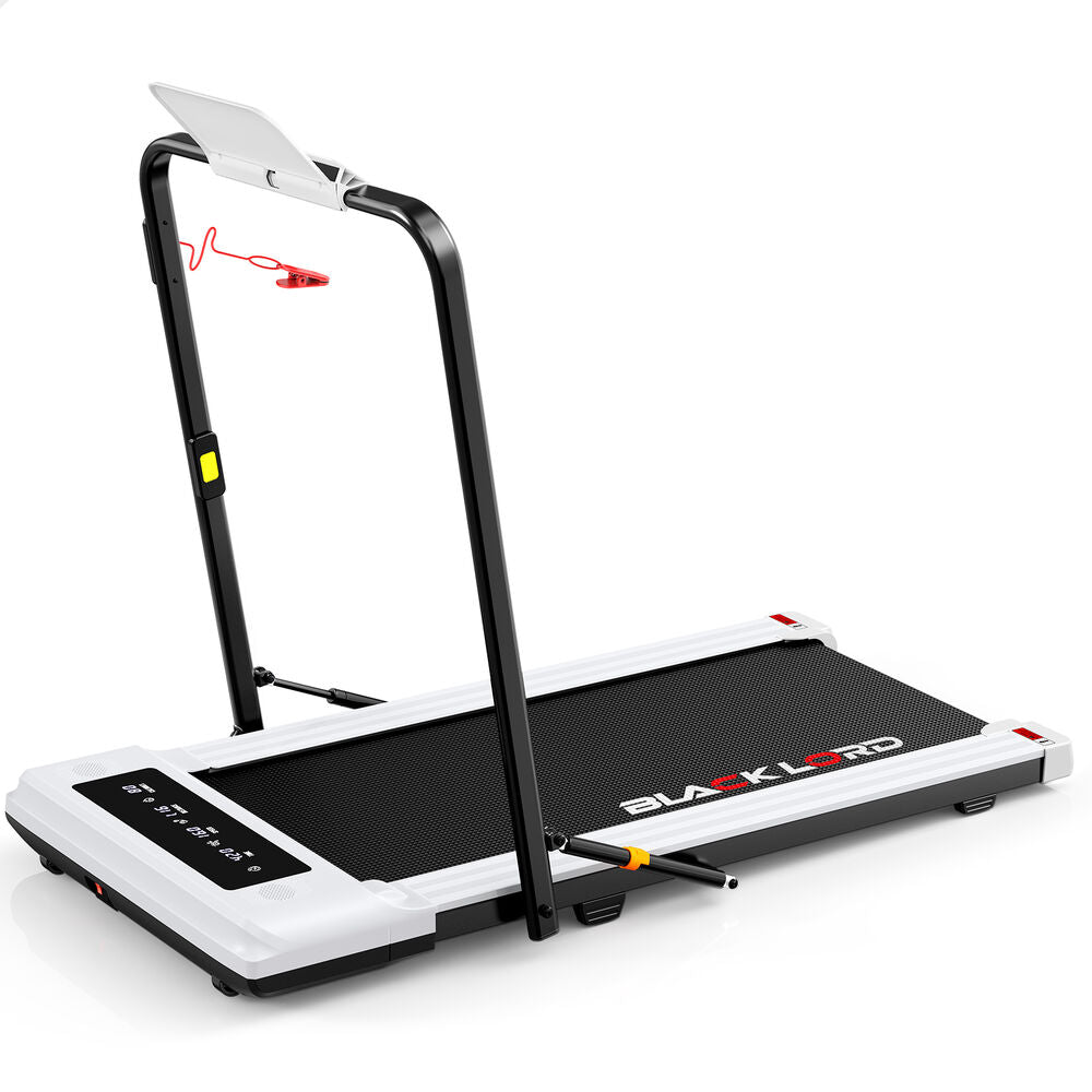 BLACK LORD Treadmill 2 IN 1 Electric Walking Pad 400mm Hydraulic Foldable White
