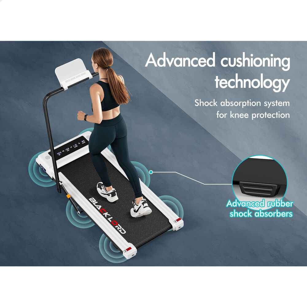 BLACK LORD Treadmill 2 IN 1 Electric Walking Pad 400mm Hydraulic Foldable White