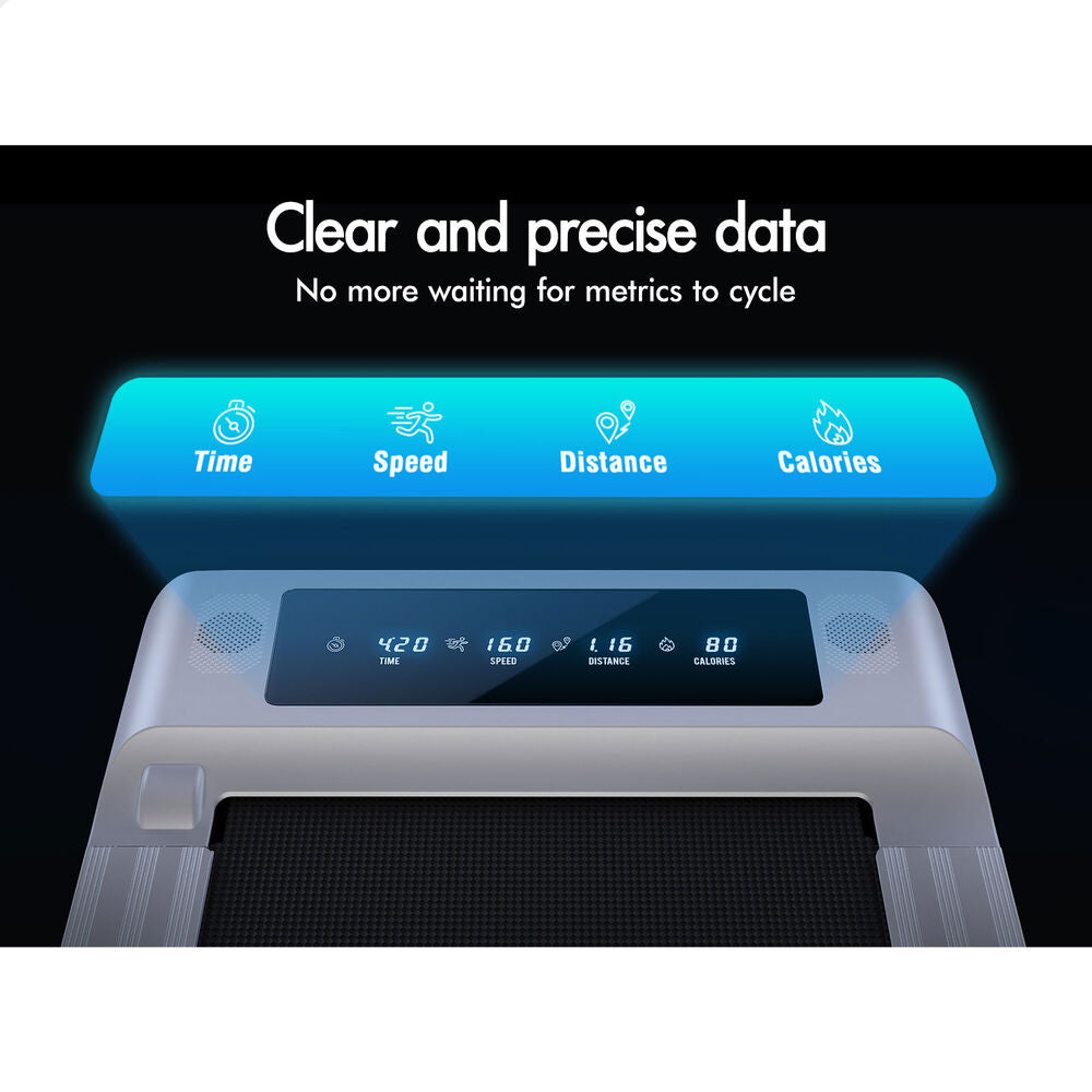 BLACK LORD Treadmill 2 IN 1 Electric Walking Pad 400mm Hydraulic Foldable White