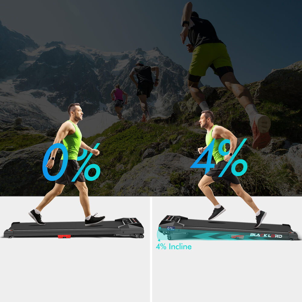 BLACK LORD Treadmill Electric Walking Pad Under Desk Home Fitness Incline Black