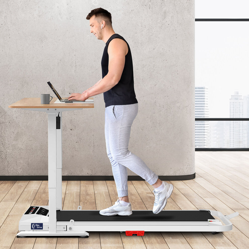 BLACK LORD Treadmill Electric Walking Pad Under Desk Home Incline Foldable White