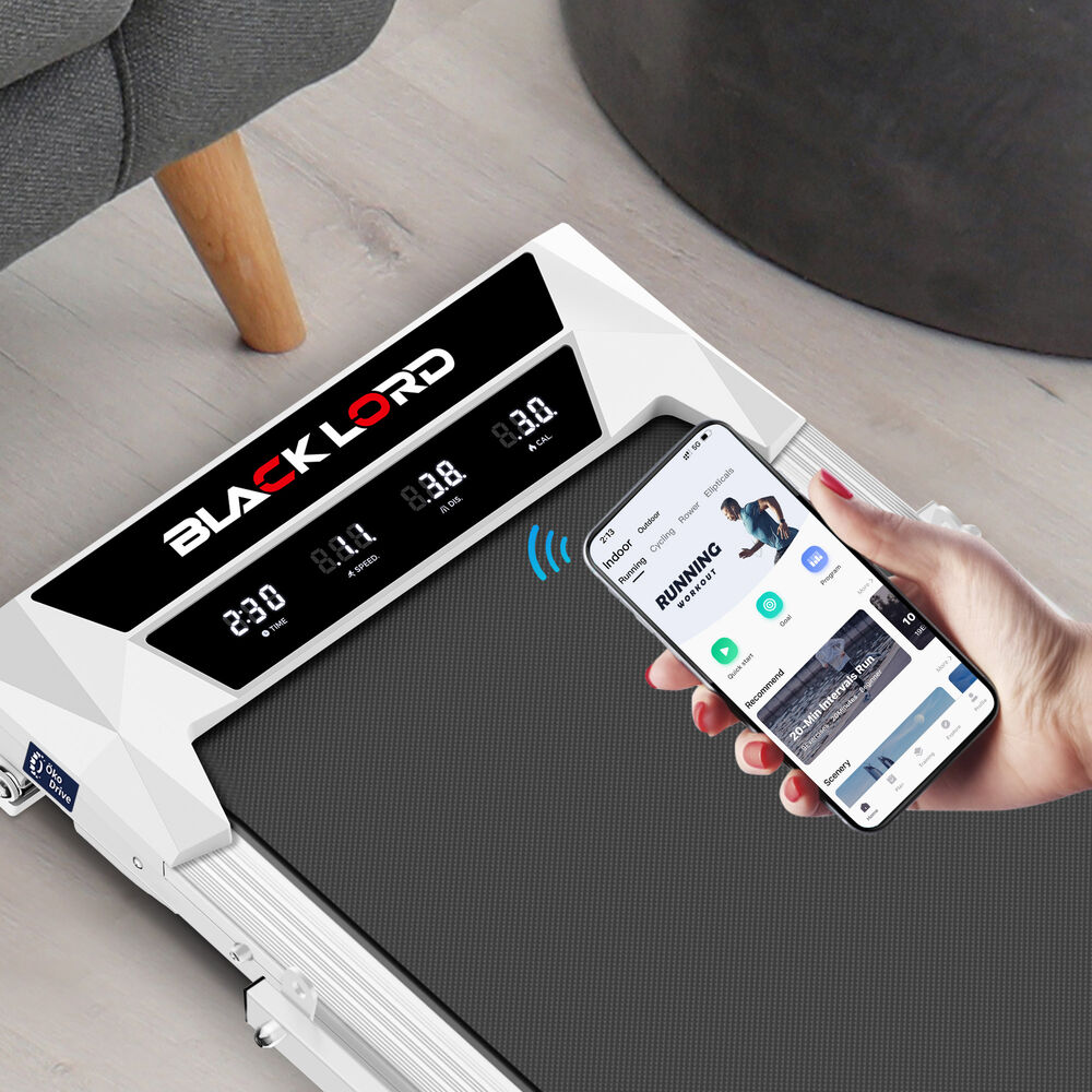 BLACK LORD Treadmill Electric Walking Pad Under Desk Home Incline Foldable White