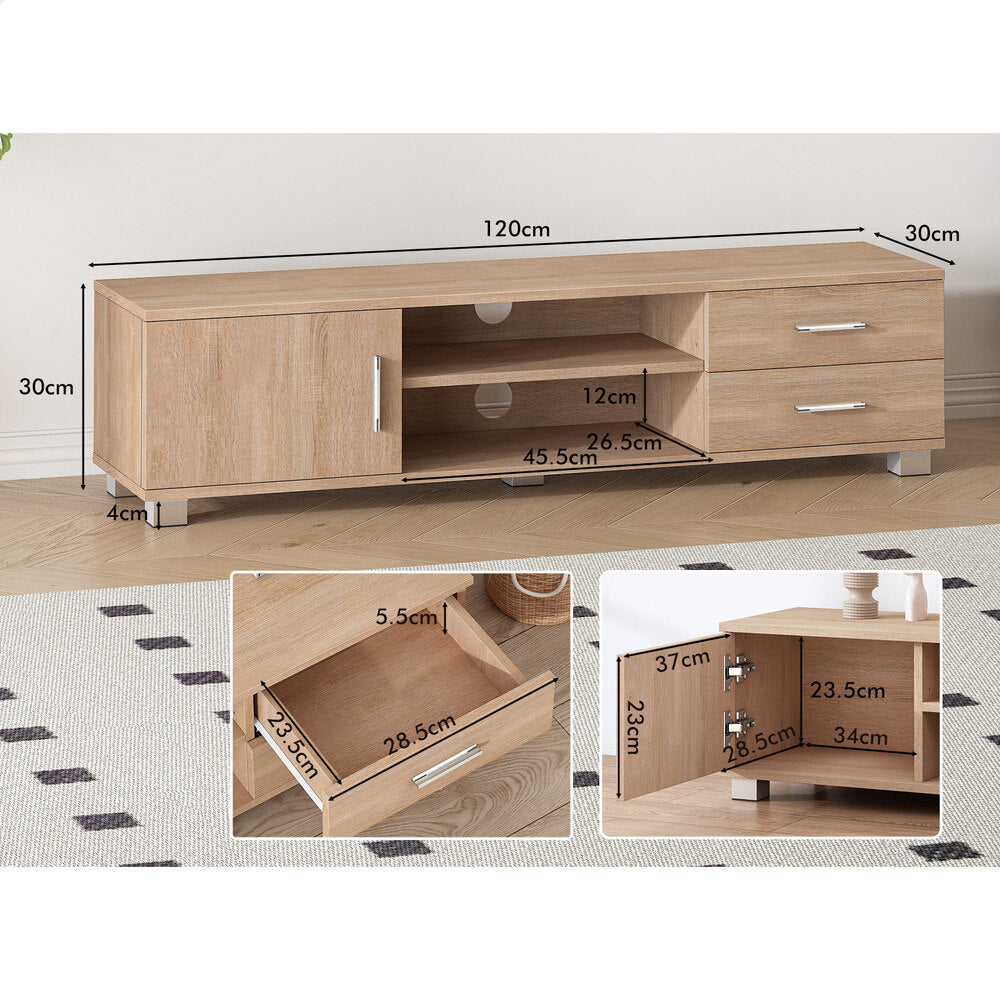 ALFORDSON Entertainment Unit TV Cabinet Stand 120cm Oak