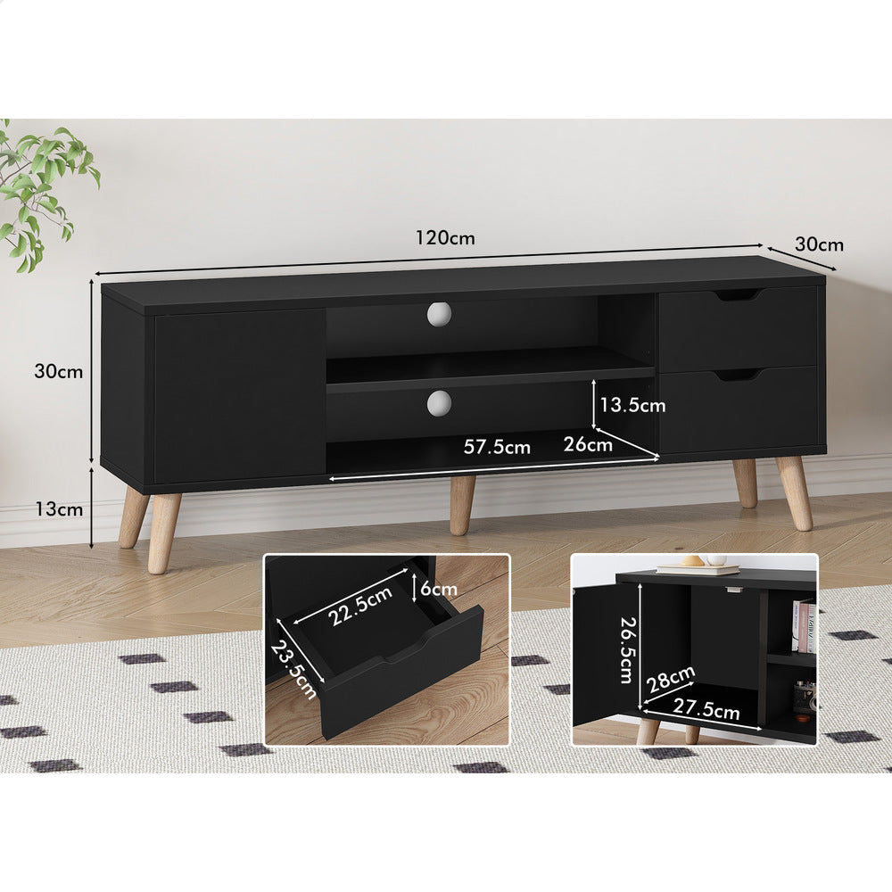 ALFORDSON Entertainment Unit TV Stand Storage 120cm Black