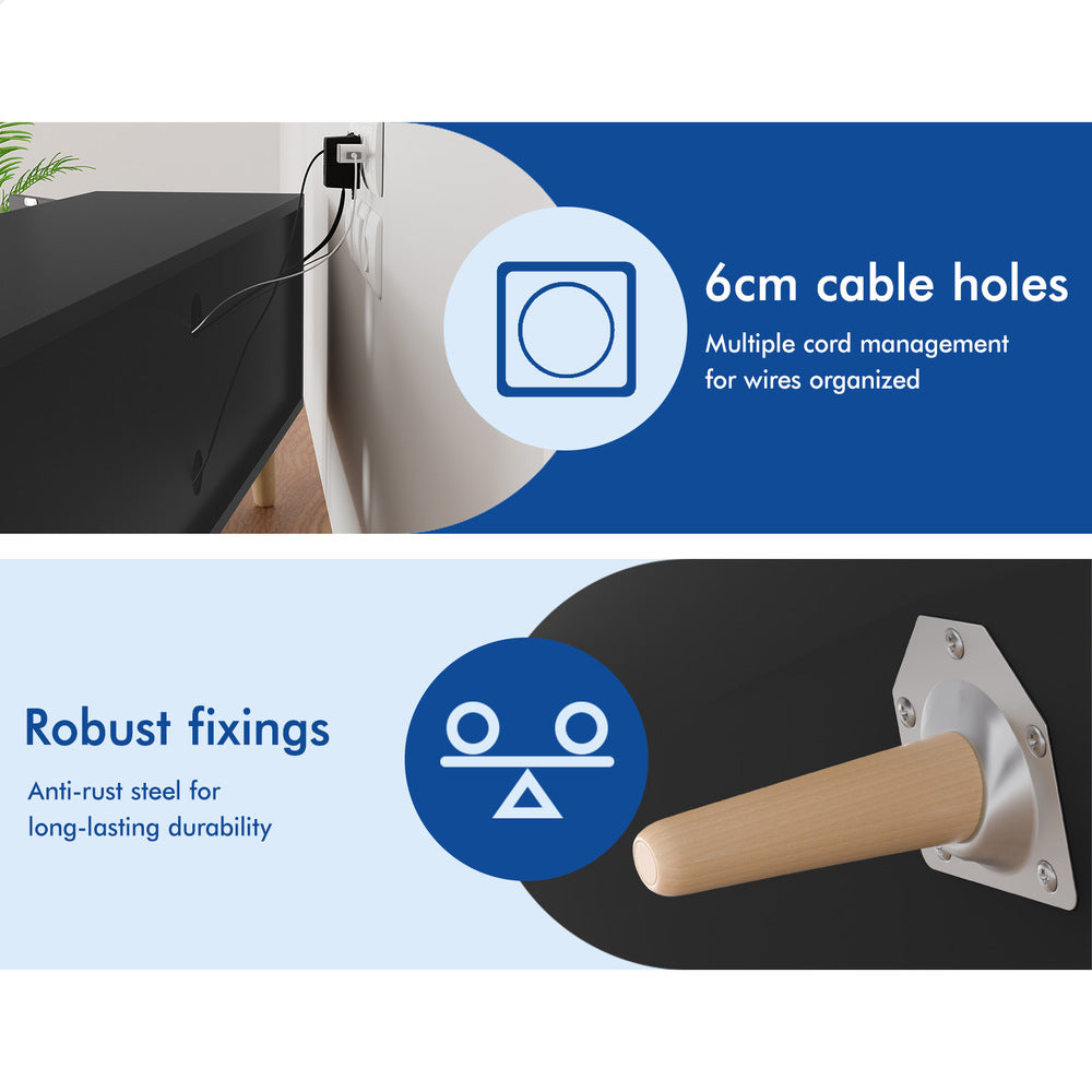 ALFORDSON Entertainment Unit TV Stand Storage 120cm Black