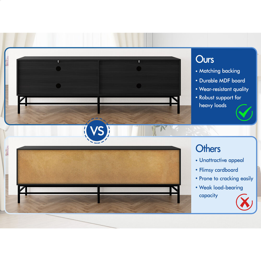 ALFORDSON Entertainment Unit 180cm TV Cabinet Stand Storage Doors Shelf Black