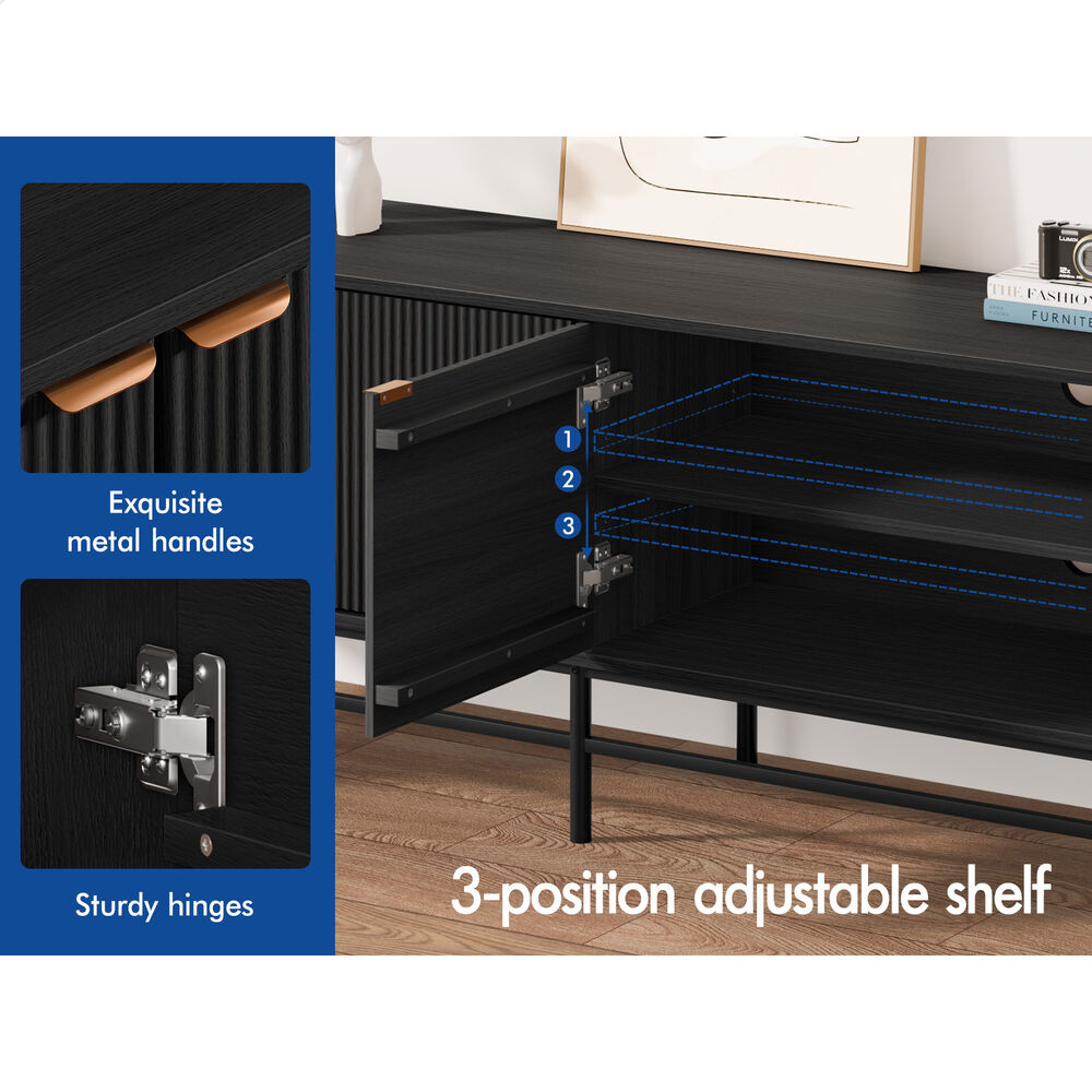 ALFORDSON Entertainment Unit 180cm TV Cabinet Stand Storage Doors Shelf Black