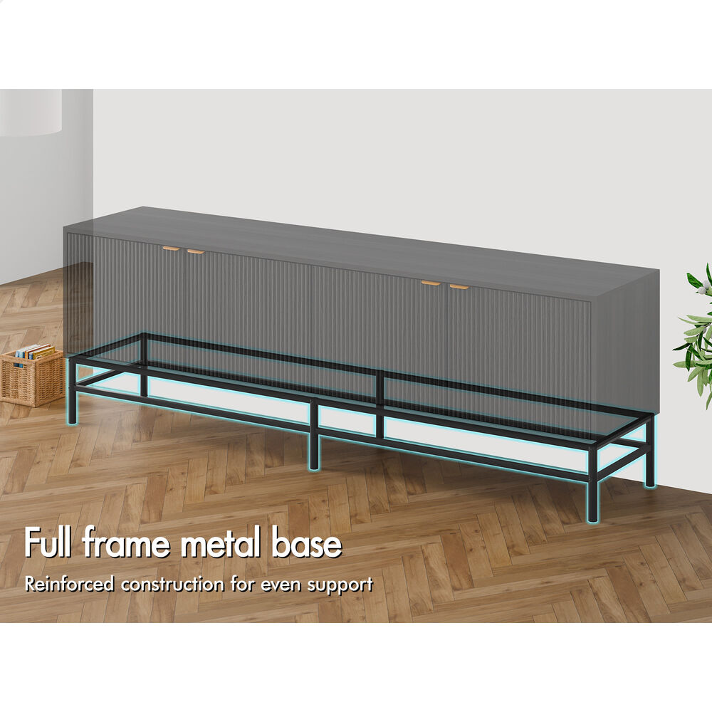 ALFORDSON Entertainment Unit 180cm TV Cabinet Stand Storage Doors Shelf Black