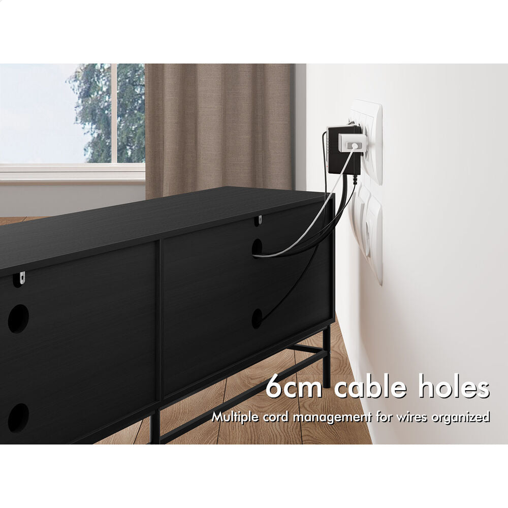 ALFORDSON Entertainment Unit 180cm TV Cabinet Stand Storage Doors Shelf Black