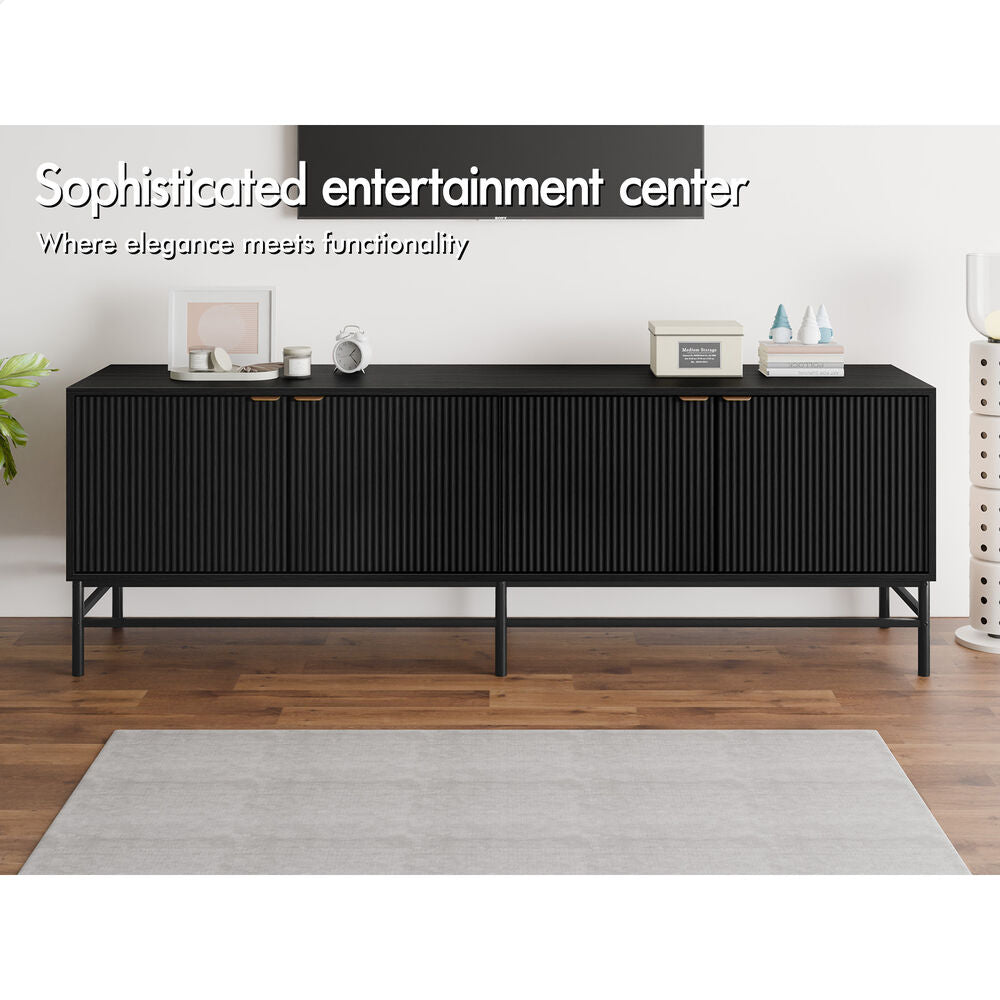 ALFORDSON Entertainment Unit 180cm TV Cabinet Stand Storage Doors Shelf Black