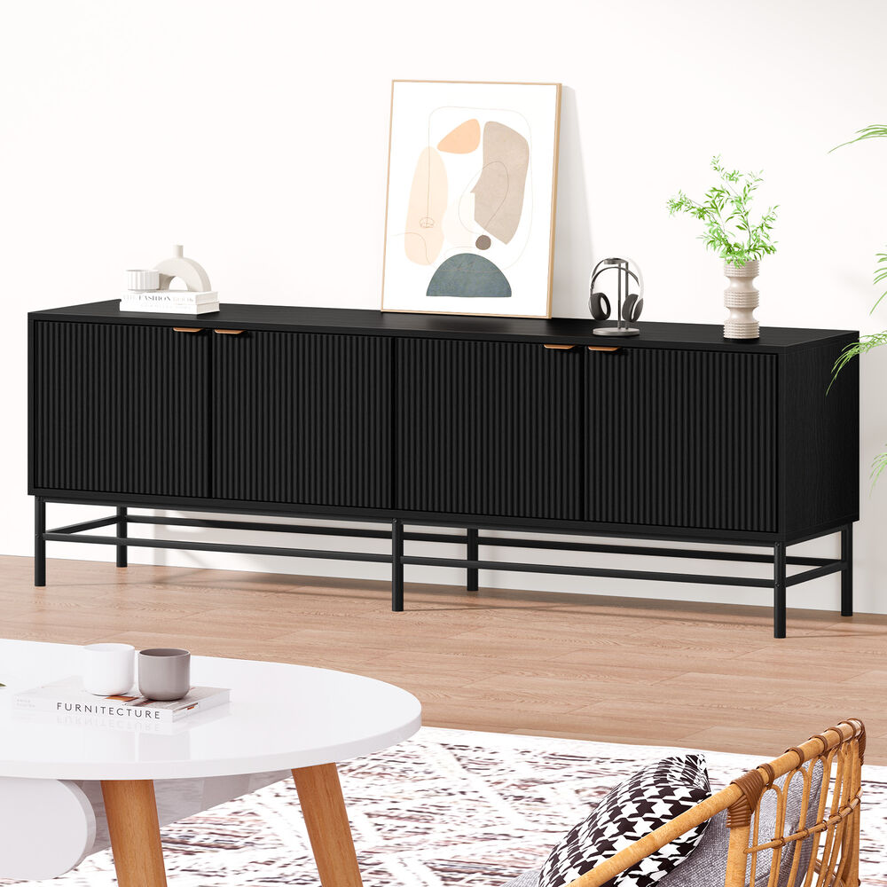 ALFORDSON Entertainment Unit 180cm TV Cabinet Stand Storage Doors Shelf Black