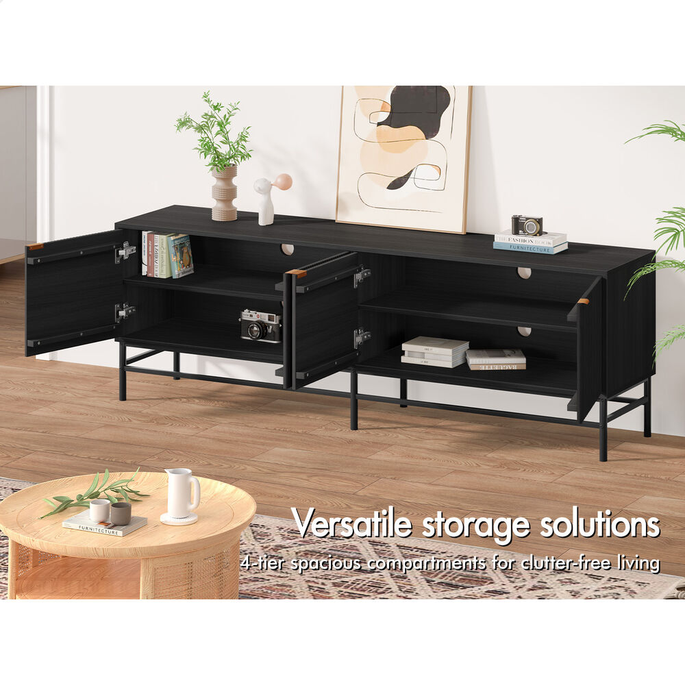 ALFORDSON Entertainment Unit 180cm TV Cabinet Stand Storage Doors Shelf Black
