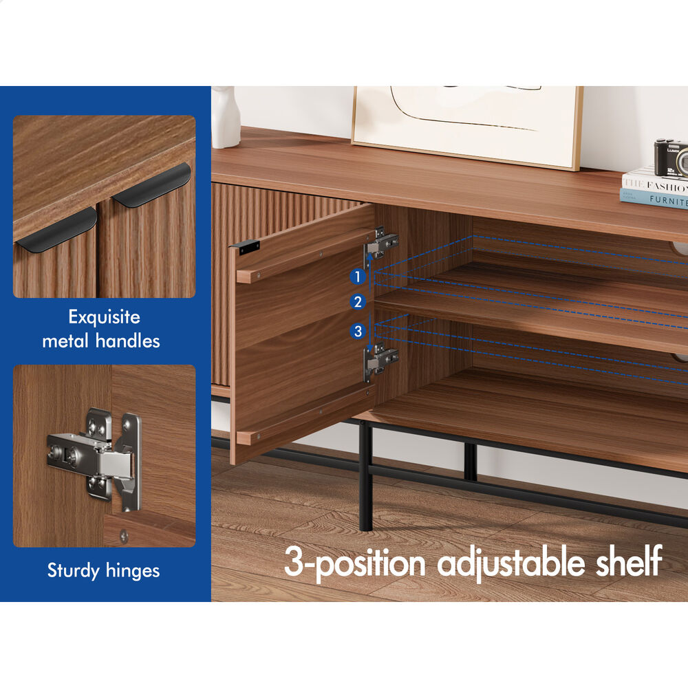 ALFORDSON TV Cabinet Stand Entertainment Unit 180cm Storage Walnut Doors Shelves