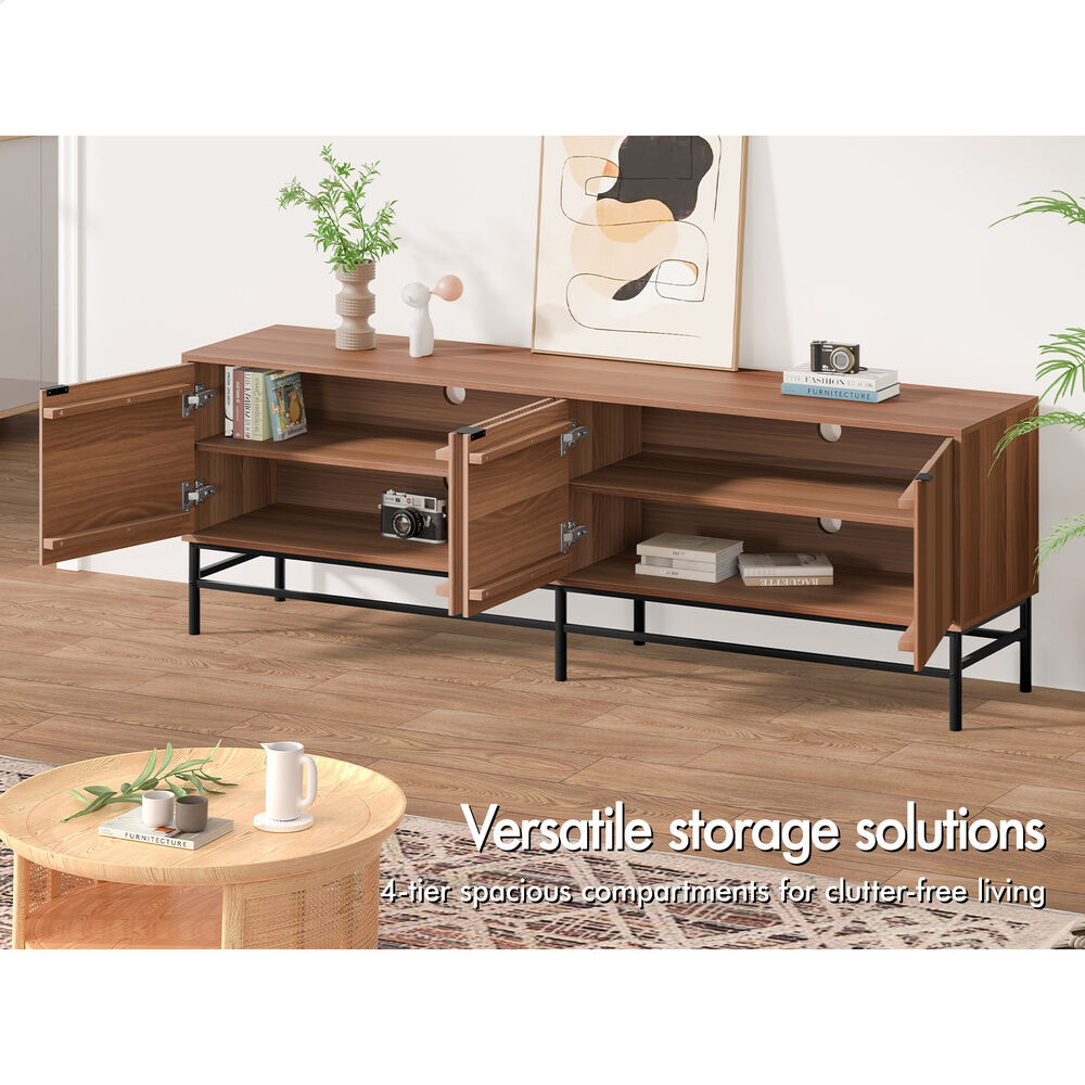 ALFORDSON TV Cabinet Stand Entertainment Unit 180cm Storage Walnut Doors Shelves