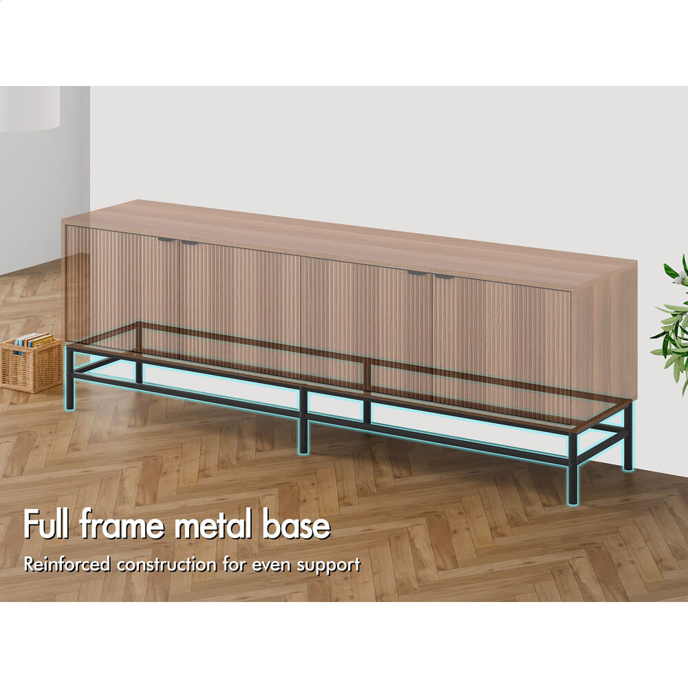 ALFORDSON TV Cabinet Stand Entertainment Unit 180cm Storage Walnut Doors Shelves