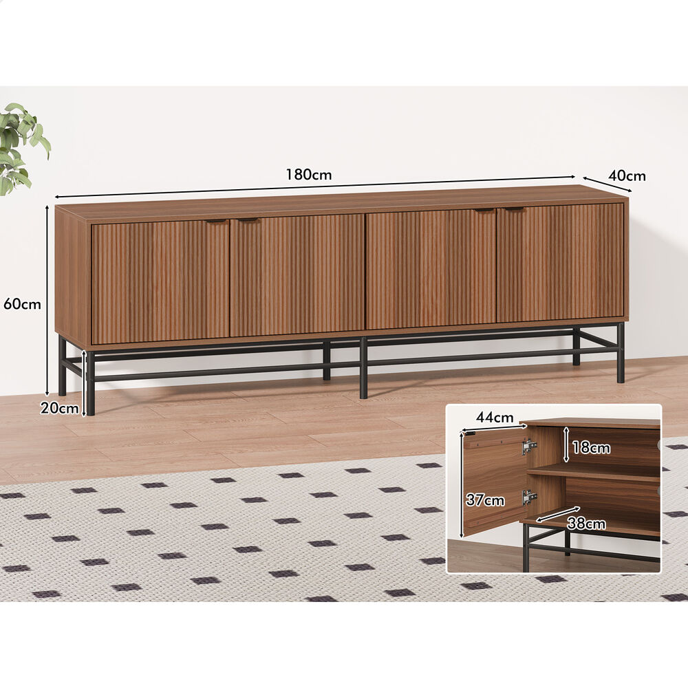ALFORDSON TV Cabinet Stand Entertainment Unit 180cm Storage Walnut Doors Shelves