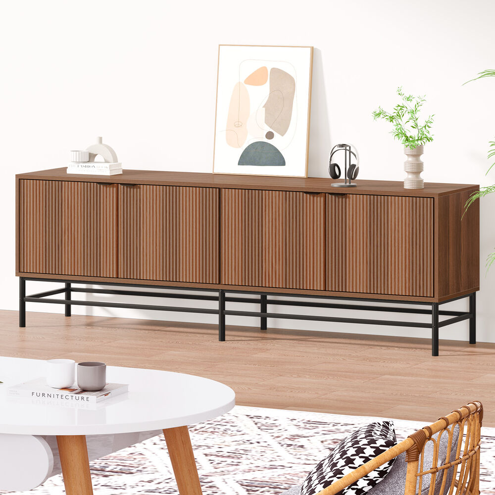 ALFORDSON TV Cabinet Stand Entertainment Unit 180cm Storage Walnut Doors Shelves