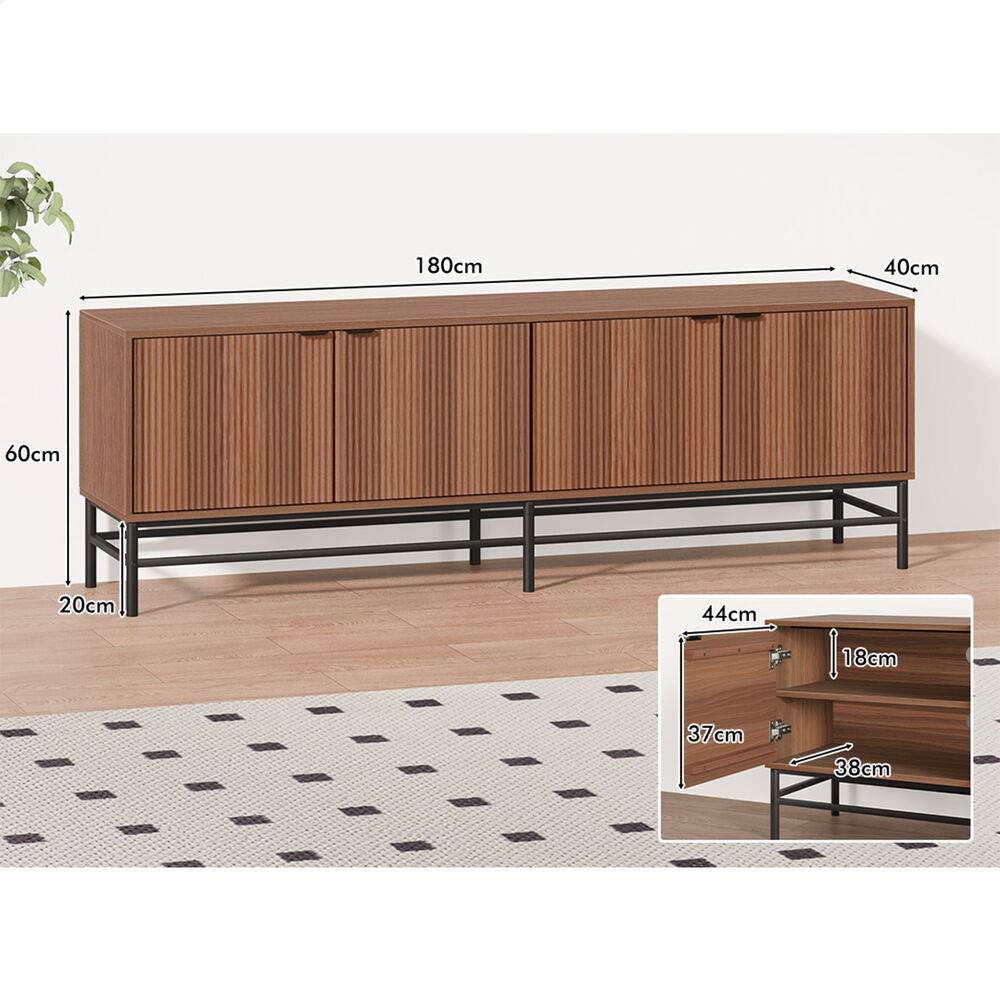 ALFORDSON TV Cabinet Stand Entertainment Unit 180cm Storage Walnut Doors Shelves