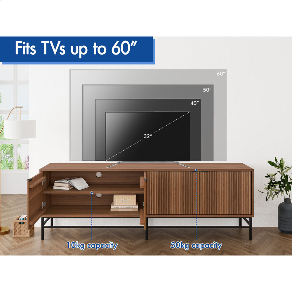 ALFORDSON TV Cabinet Stand Entertainment Unit 180cm Storage Walnut Doors Shelves