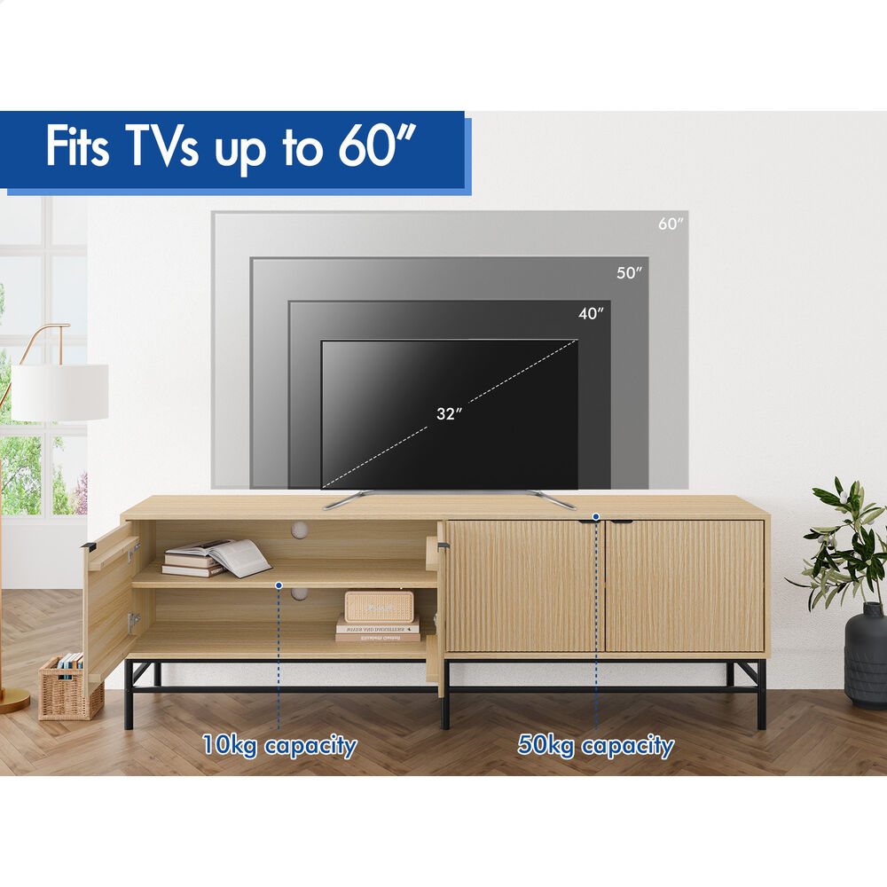 ALFORDSON Entertainment Unit TV Cabinet Stand 180cm Storage Doors 4 Tiers Shelf