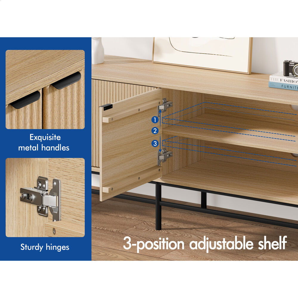 ALFORDSON Entertainment Unit TV Cabinet Stand 180cm Storage Doors 4 Tiers Shelf