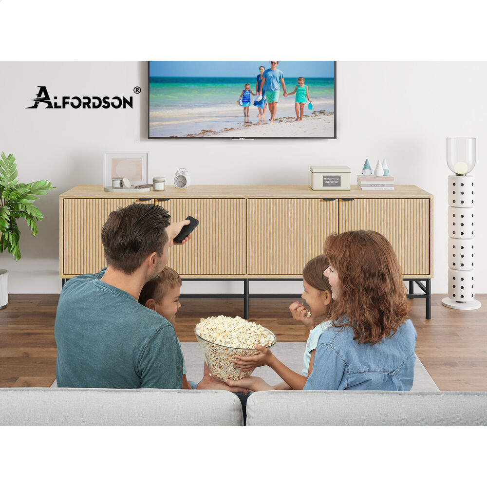 ALFORDSON Entertainment Unit TV Cabinet Stand 180cm Storage Doors 4 Tiers Shelf